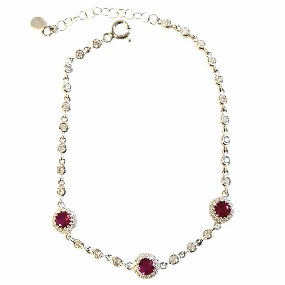 🚨sale🚨 Ladies 925 Silver Ruby ZC Bracelet